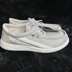 Hurley Melky Unisex Kids US 6 Casual Shoes Light Gray Canvas Elastic Lace Loafer
